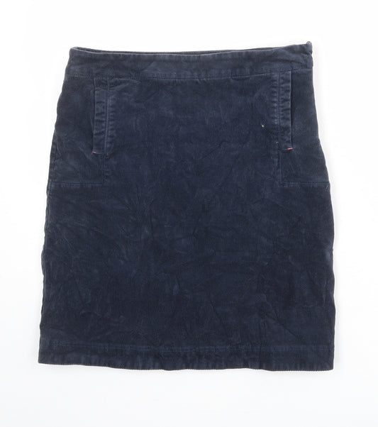White Stuff Womens Blue Cotton Mini Skirt Size 10 Zip