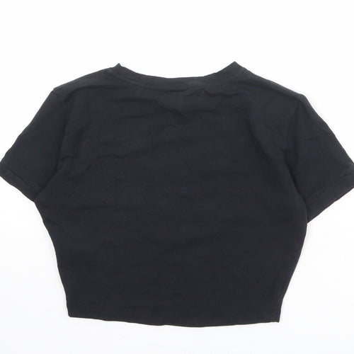 ellesse Womens Black Cotton Cropped T-Shirt Size 12 Round Neck