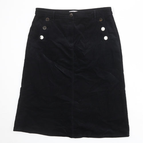 Per Una Womens Black Cotton A-Line Skirt Size 12 Zip