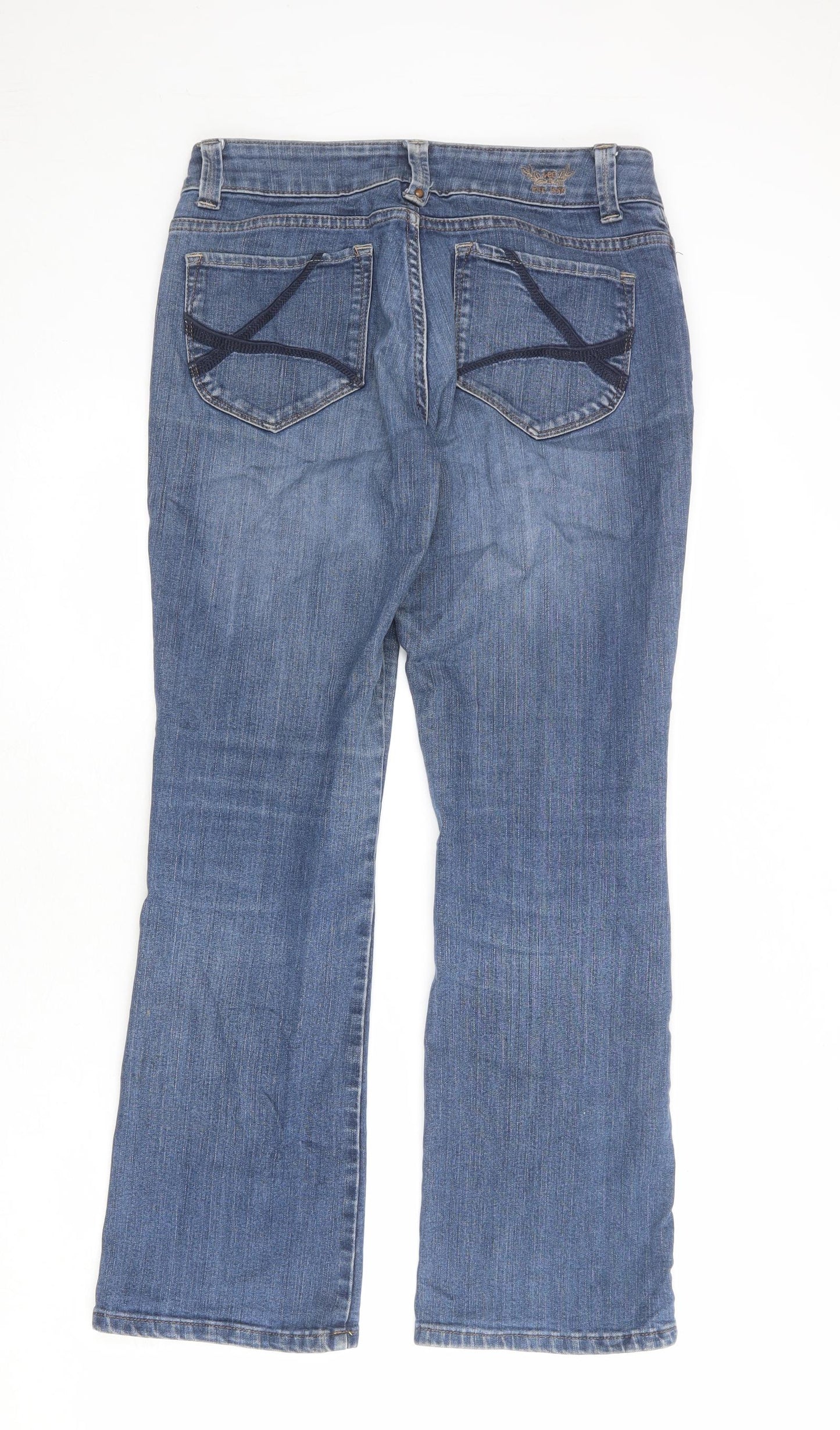 Lee Womens Blue Cotton Bootcut Jeans Size 8 L27 in Regular Zip