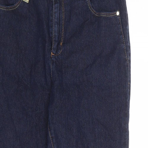 Per Una Womens Blue Cotton Straight Jeans Size 12 L23 in Regular Zip
