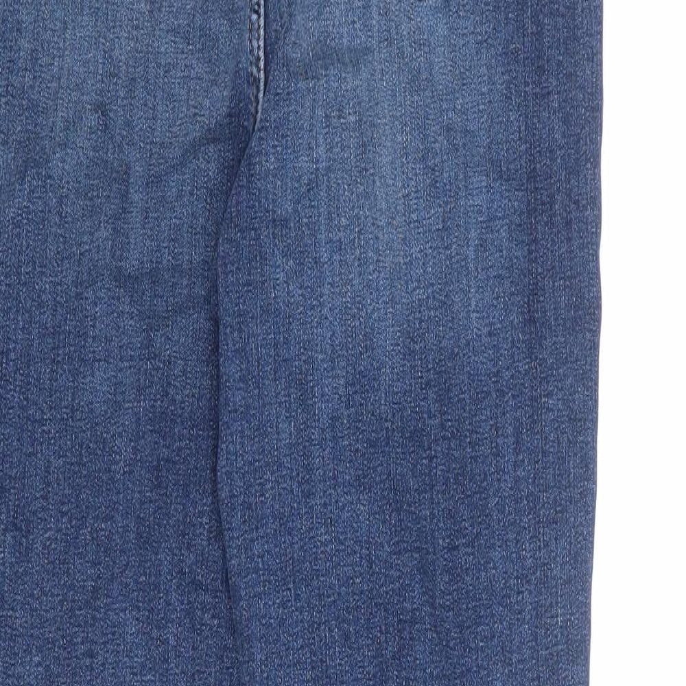 Marks and Spencer Womens Blue Cotton Bootcut Jeans Size 10 L26 in Regular Zip