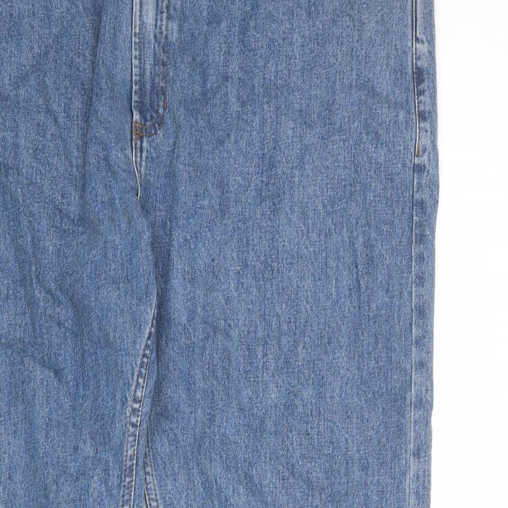 Marks and Spencer Mens Blue Cotton Straight Jeans Size 44 in L33 in Regular Zip
