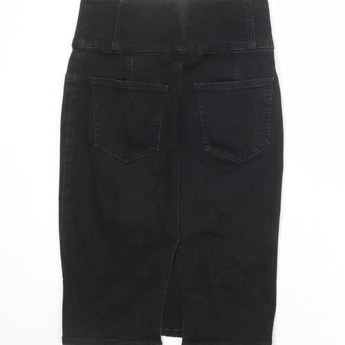 NEXT Womens Black Cotton Straight & Pencil Skirt Size 6 Zip
