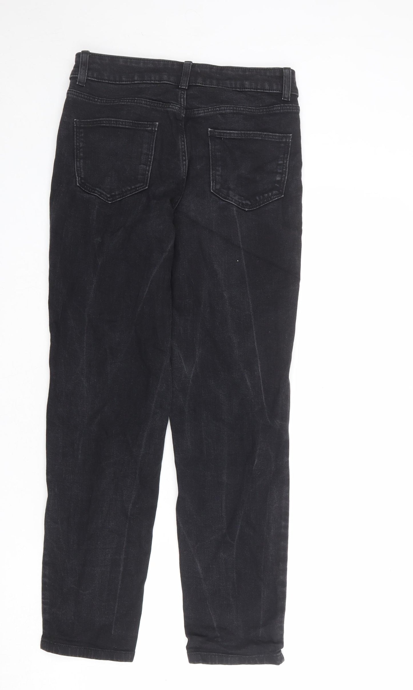 TU Womens Black Cotton Straight Jeans Size 10 L28 in Regular Zip