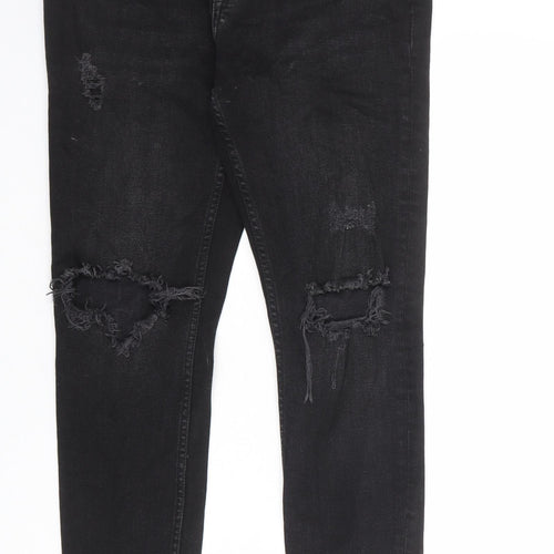 Bershka Womens Black Cotton Skinny Jeans Size 32 in L27 in Regular Zip