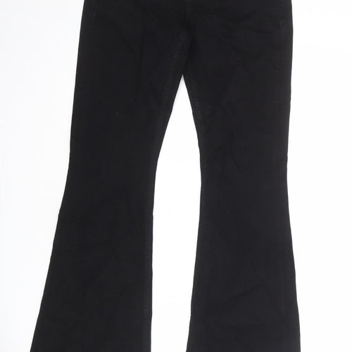 River Island Womens Black Cotton Flared Jeans Size 12 L32 in Regular Zip