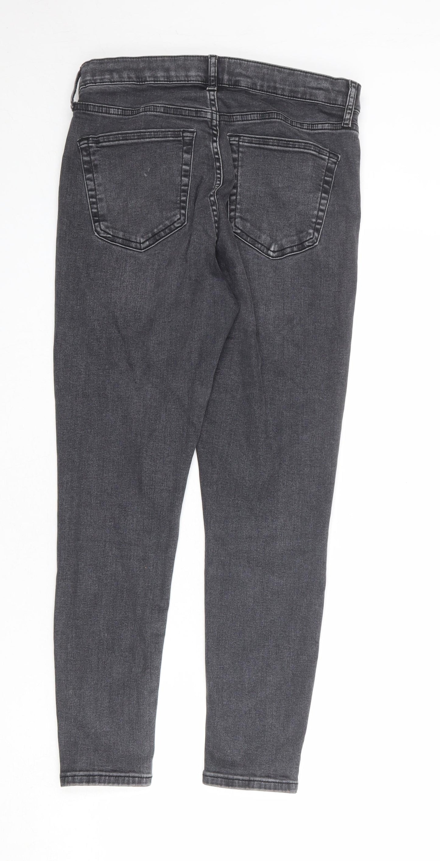 Topshop Womens Grey Cotton Skinny Jeans Size 30 in L30 in Regular Zip