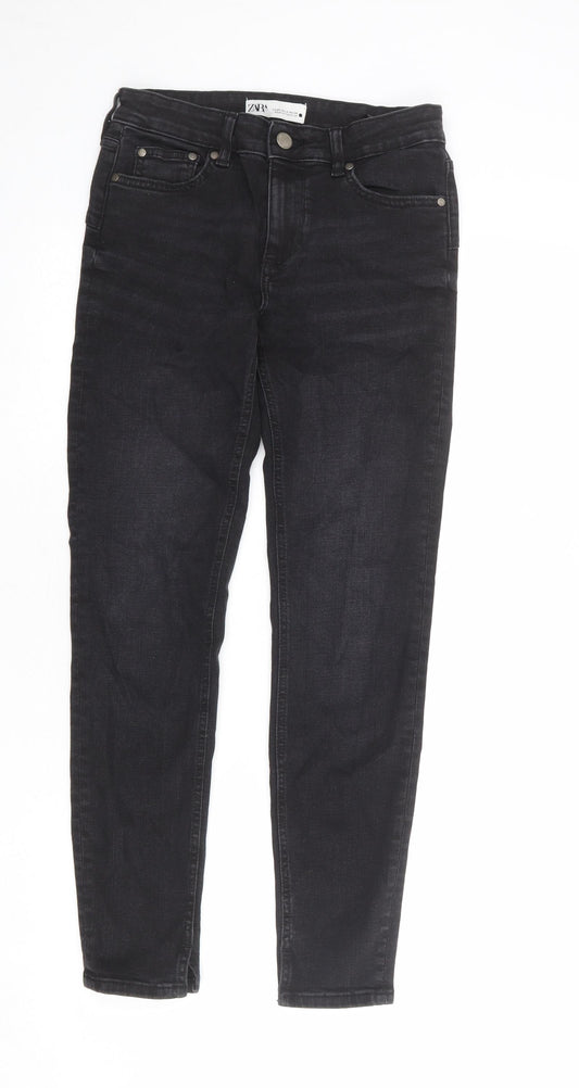 Zara Womens Black Cotton Skinny Jeans Size 8 L28 in Regular Zip