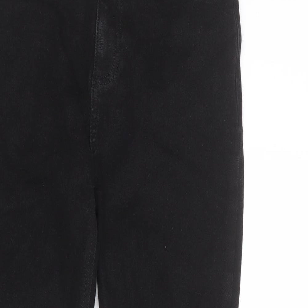 New Look Womens Black Cotton Skinny Jeans Size 10 L27 in Regular Zip - Frayed Hem