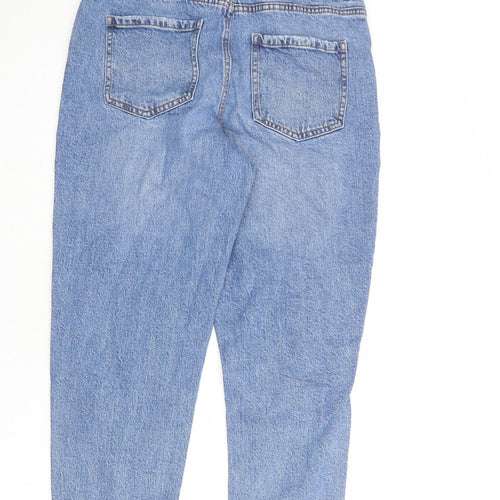 New Look Womens Blue Cotton Boyfriend Jeans Size 12 L25 in Regular Zip