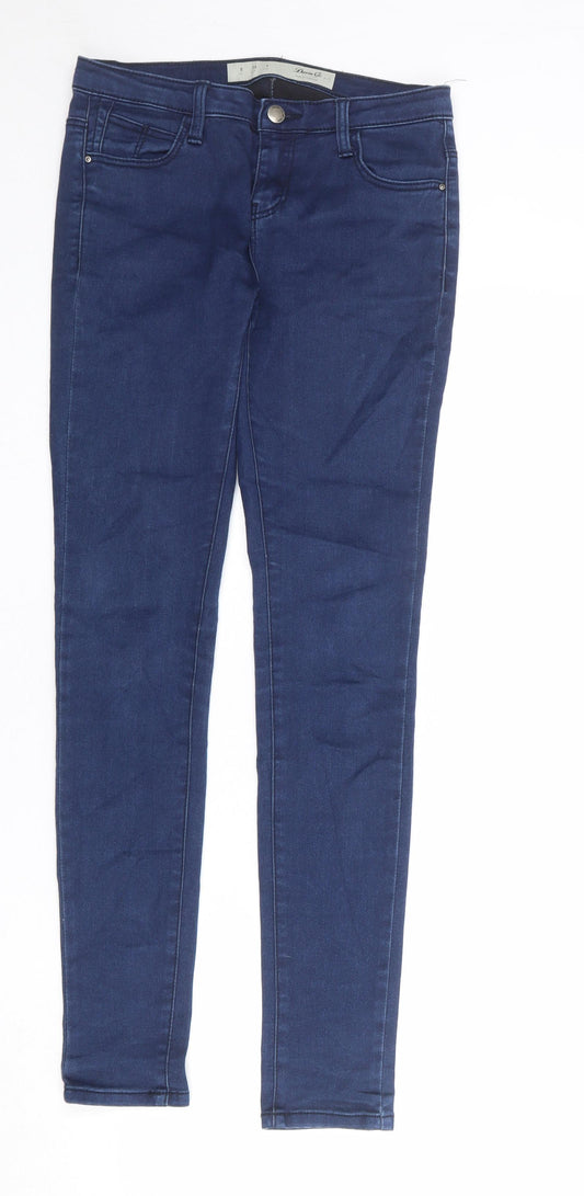 Denim & Co. Womens Blue Cotton Skinny Jeans Size 8 L30 in Regular Button