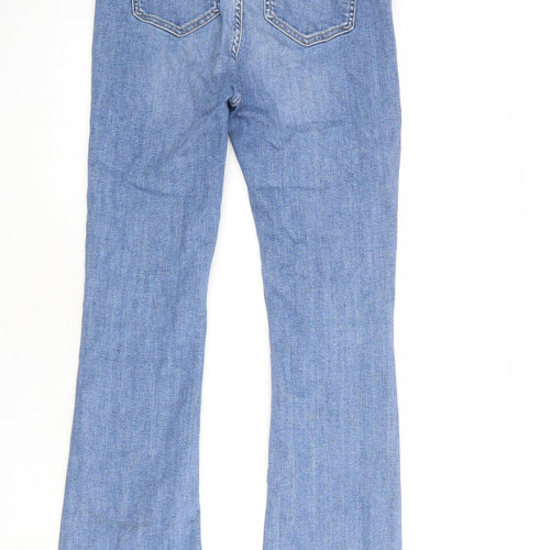 Marks and Spencer Womens Blue Cotton Bootcut Jeans Size 10 L30 in Regular Zip