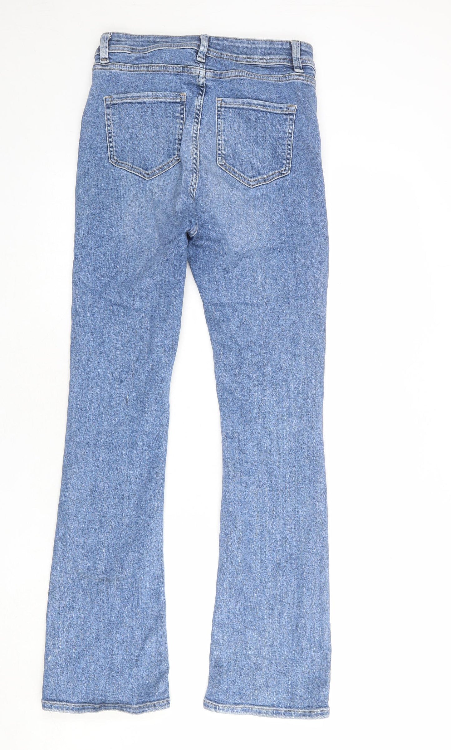 Marks and Spencer Womens Blue Cotton Bootcut Jeans Size 10 L30 in Regular Zip