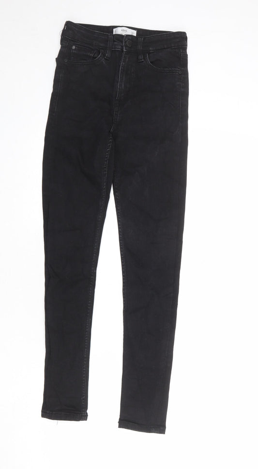 Mango Womens Black Cotton Skinny Jeans Size 6 L28 in Regular Zip