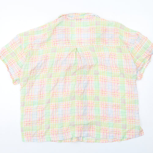 Topshop Womens Multicoloured Plaid Viscose Basic Button-Up Size L Collared