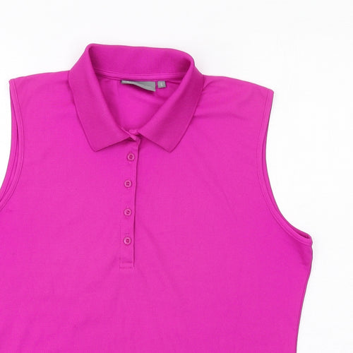 Glenmuir Womens Pink Polyester Basic Polo Size L Collared