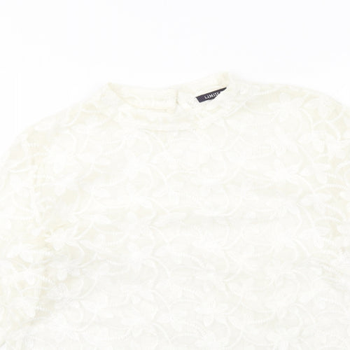 Marks and Spencer Womens White Cotton Basic Blouse Size 14 Mock Neck