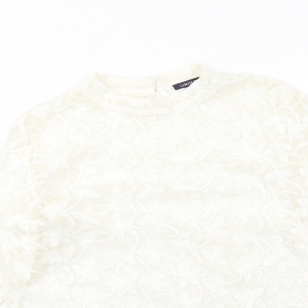 Marks and Spencer Womens White Cotton Basic Blouse Size 14 Mock Neck