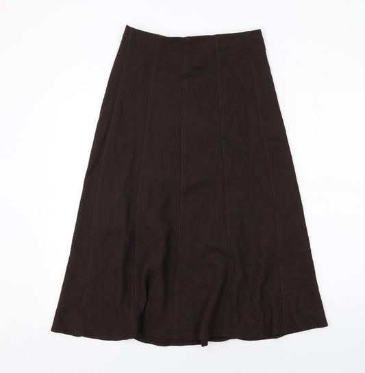 Marks and Spencer Womens Brown Polyester Swing Skirt Size 8