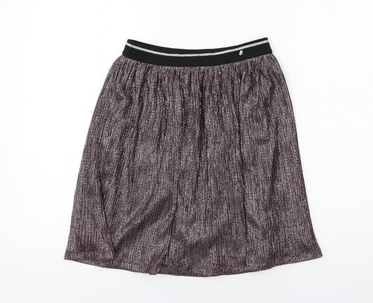 Marks and Spencer Girls Multicoloured Polyester Mini Skirt Size 11-12 Years Regular Pull On