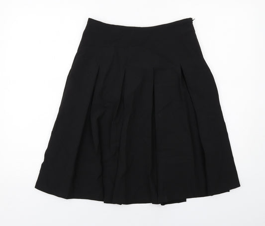 Oasis Womens Black Polyester Pleated Skirt Size 8 Zip