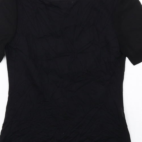 Coast Womens Black Polyester Basic T-Shirt Size 8 Round Neck