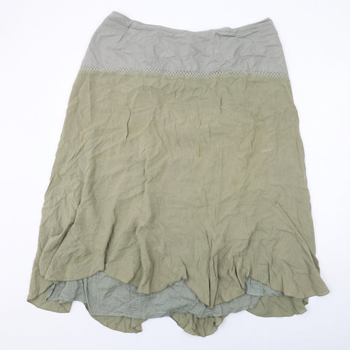 Evans Womens Green Cotton Swing Skirt Size 26