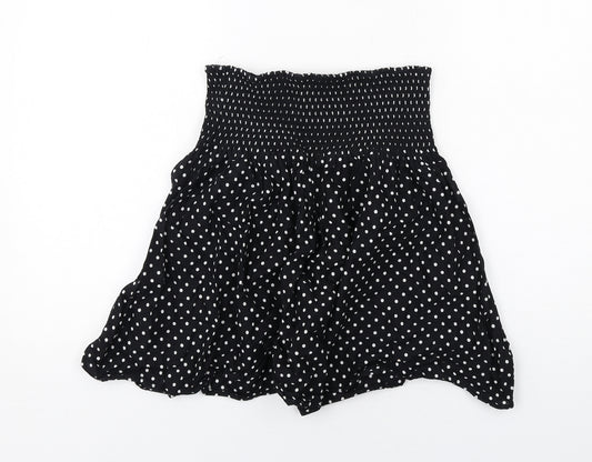 H&M Womens Black Polka Dot Cotton Skater Skirt Size S