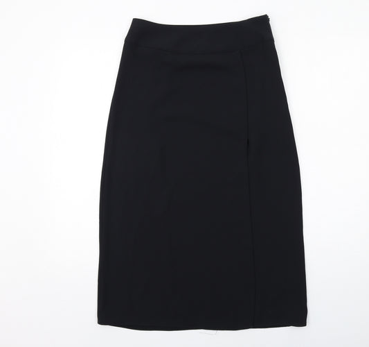 Marks and Spencer Womens Black Polyester A-Line Skirt Size 8 Zip