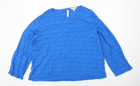 Marks and Spencer Womens Blue Viscose Basic Blouse Size 18 Round Neck