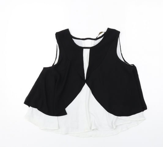 Zara Womens Black Polyester Basic Tank Size S Round Neck