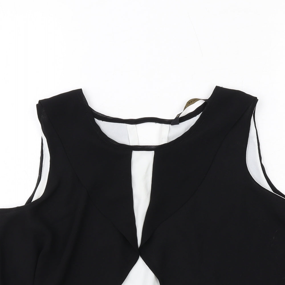 Zara Womens Black Polyester Basic Tank Size S Round Neck