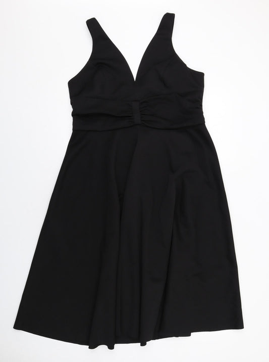 Coast Womens Black Polyester Trapeze & Swing Size 16 V-Neck Zip