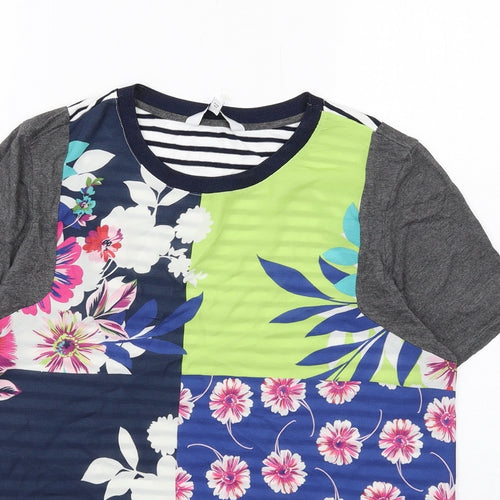 NEXT Womens Multicoloured Geometric Polyester Basic T-Shirt Size 12 Round Neck