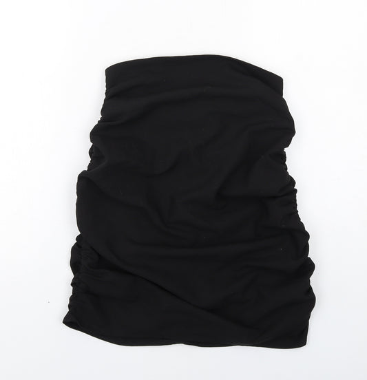 ASOS Womens Black Polyester Mini Skirt Size 10 Zip - Ruched