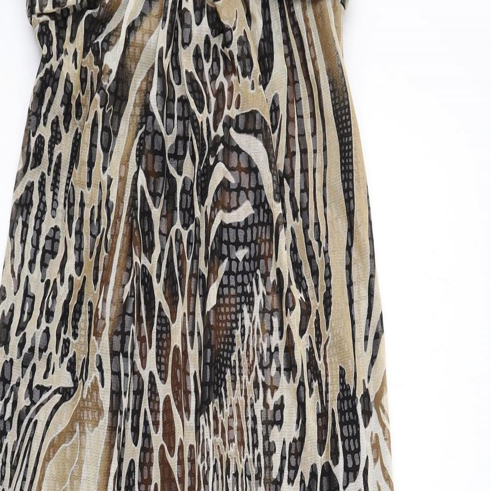 Joseph Ribkoff Womens Brown Geometric Polyester A-Line Size 10 Sweetheart Zip