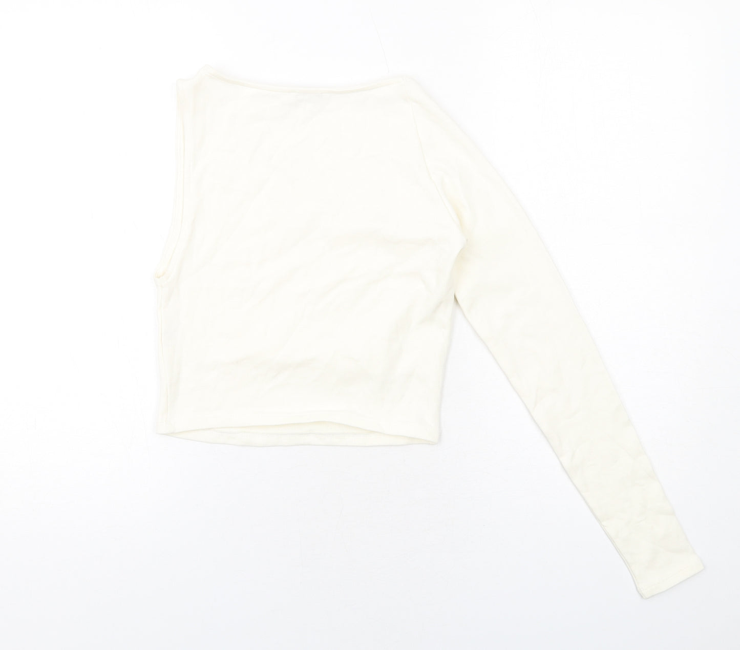 Zara Womens Ivory Cotton Basic Tank Size L V-Neck - Asymmetric Neckline