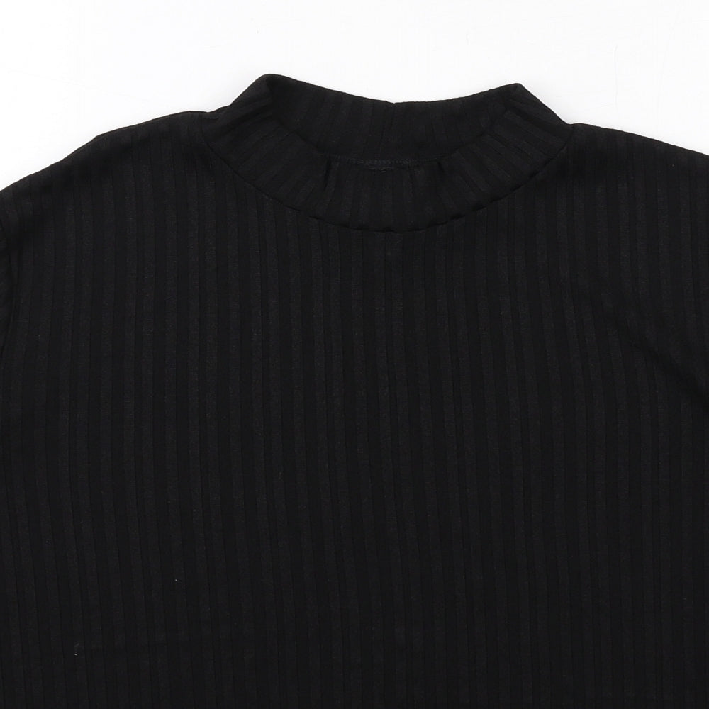 H&M Womens Black Polyester Basic T-Shirt Size XL Mock Neck