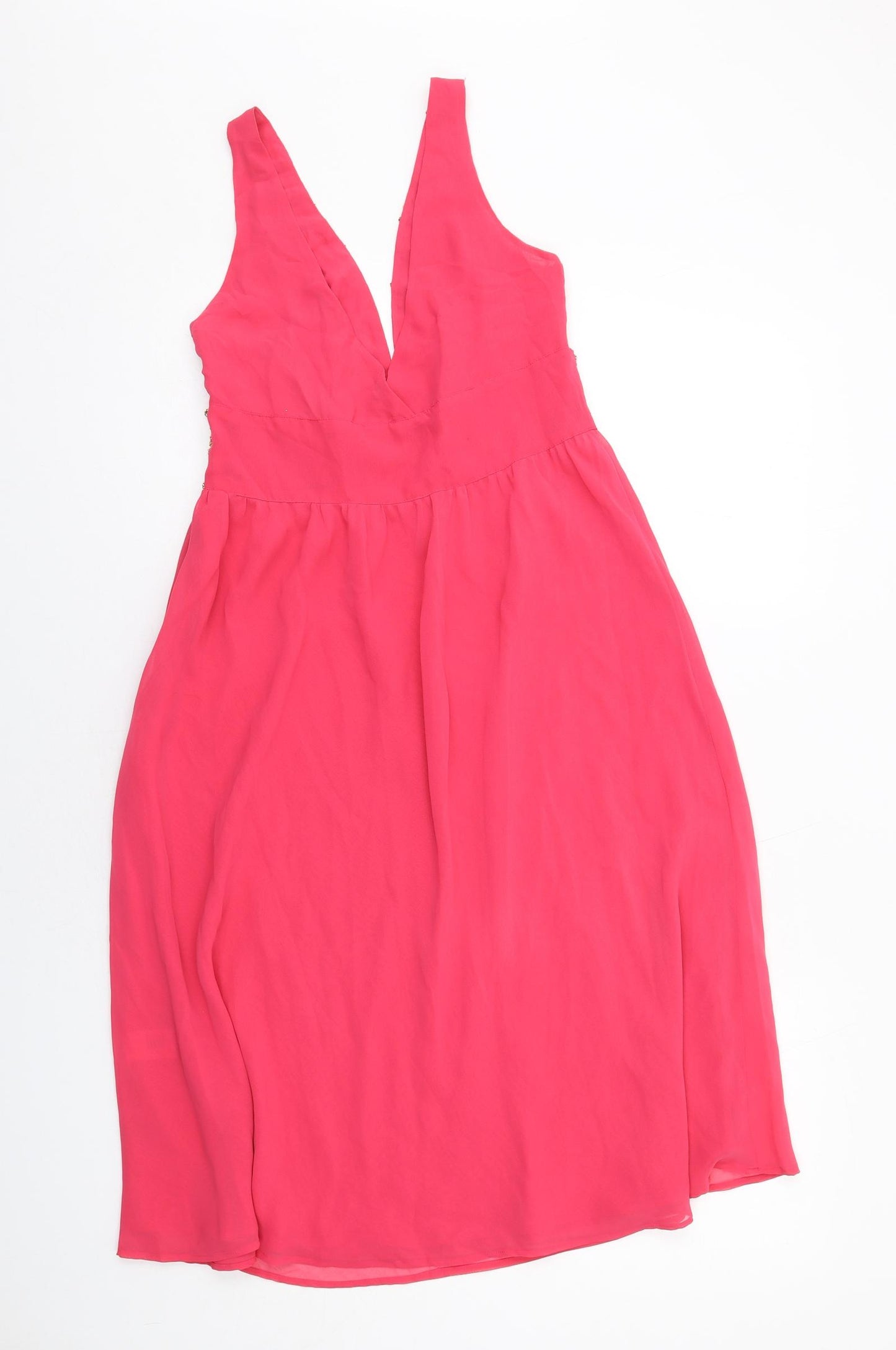 Bay Womens Pink Polyester Tank Dress Size 10 V-Neck Zip