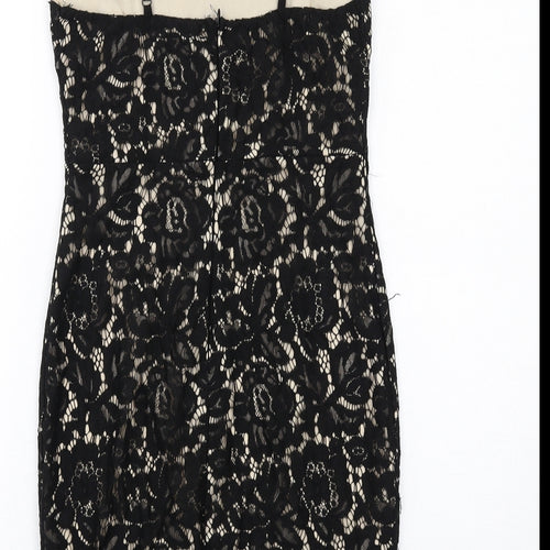 AX Paris Womens Black Polyester Shift Size 10 V-Neck Zip