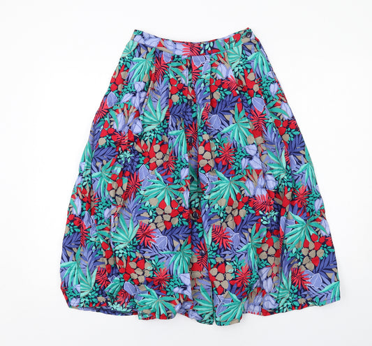 Eastex Womens Multicoloured Geometric Cotton A-Line Skirt Size 10 Button