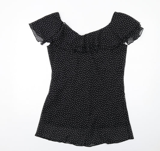 Wardrobe Womens Black Polka Dot Polyester Basic Blouse Size 18 Scoop Neck