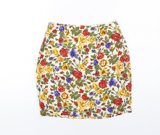 Jigsaw Womens Multicoloured Floral Viscose Mini Skirt Size S Zip