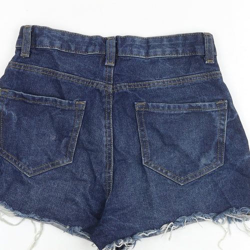 Denim & Co. Womens Blue 100% Cotton Boyfriend Shorts Size 6 Regular Zip - Raw Hem