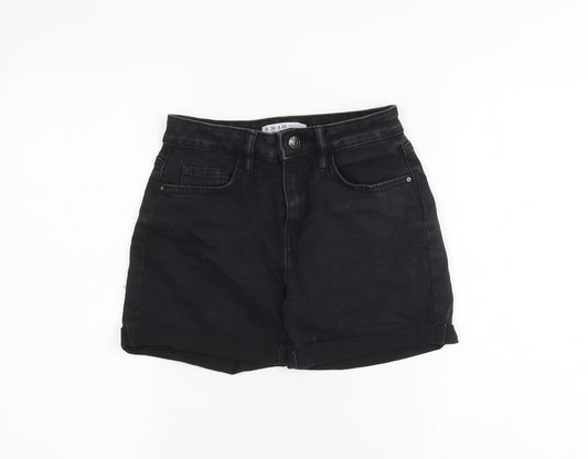 Denim & Co. Womens Black Cotton Boyfriend Shorts Size 6 L3 in Regular Zip