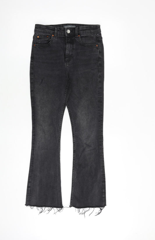Denim & Co. Womens Grey Cotton Bootcut Jeans Size 6 L25 in Regular Zip - Frayed Hem