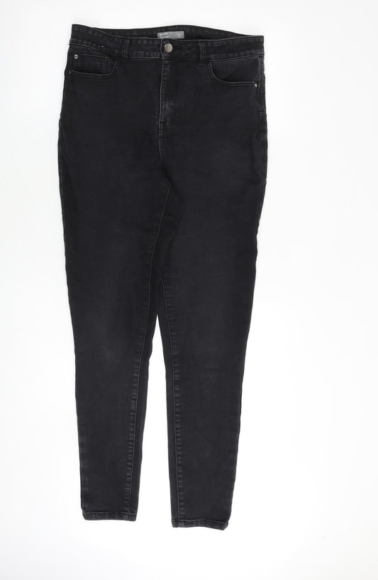 Nutmeg Womens Black Cotton Skinny Jeans Size 14 L30 in Regular Zip
