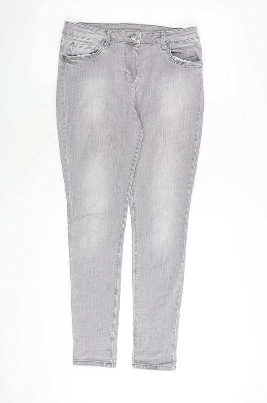 George Womens Grey Cotton Skinny Jeans Size 14 L29 in Slim Zip