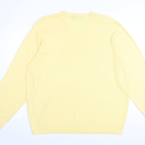 Blue Harbour Mens Yellow V-Neck Acrylic Pullover Jumper Size 2XL Long Sleeve